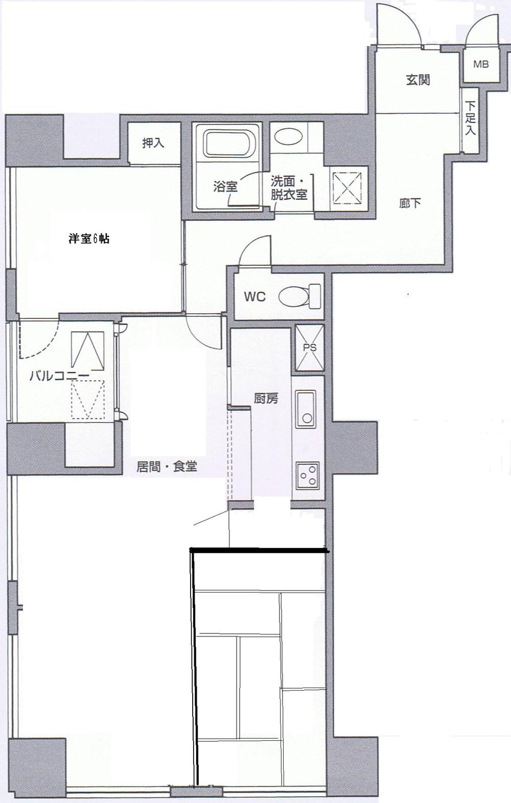 Floor plan. 2LDK, Price 22 million yen, Footprint 83.6 sq m