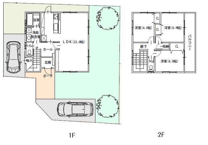 Compartment view + building plan example. Building plan example, Land price 9.5 million yen, Land area 171.74 sq m , Building price 15 million yen, There are a number of building area 99.17 sq m building plan ☆ Be adjusted number of cars is also the area of ​​the garden, You can put as many ☆