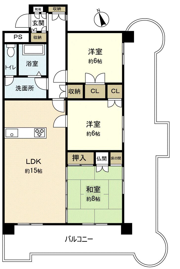 Floor plan. 3LDK, Price 11.9 million yen, Occupied area 79.23 sq m , Balcony area 18 sq m