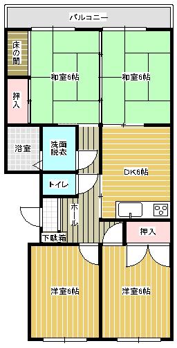 Floor plan. 4DK, Price 5.2 million yen, Occupied area 62.04 sq m , Balcony area 6 sq m