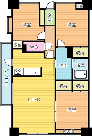 Floor plan. 3LDK, Price 11.8 million yen, Occupied area 67.41 sq m , Balcony area 11.56 sq m