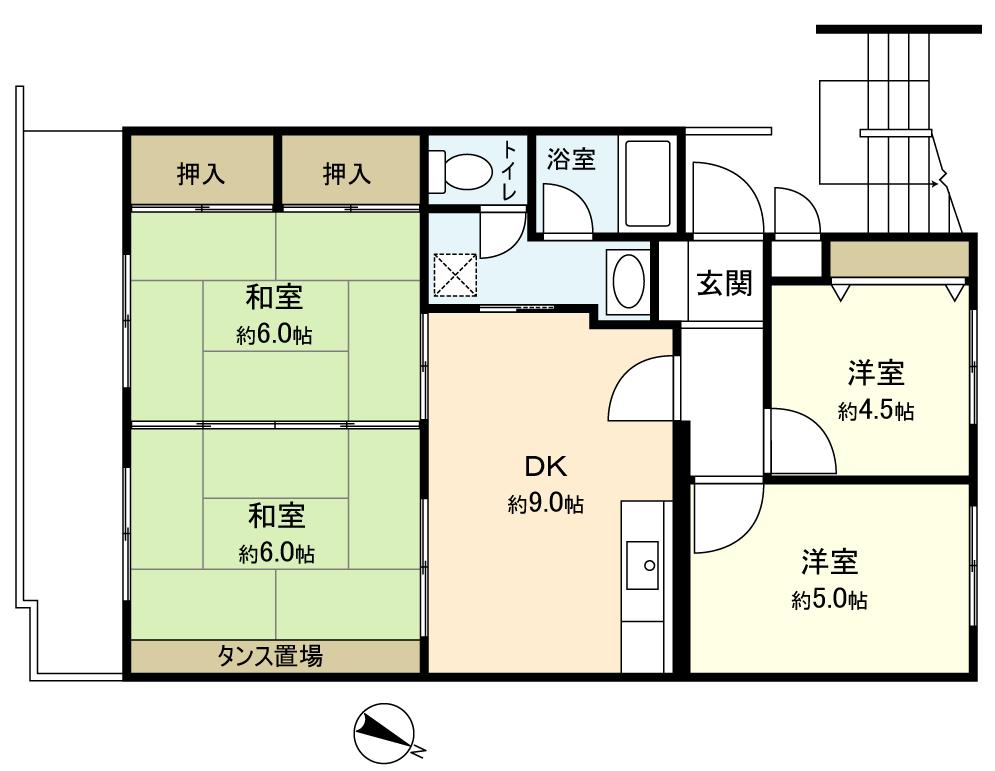 Floor plan. 4DK, Price 4.1 million yen, Occupied area 66.65 sq m , Balcony area 10.96 sq m