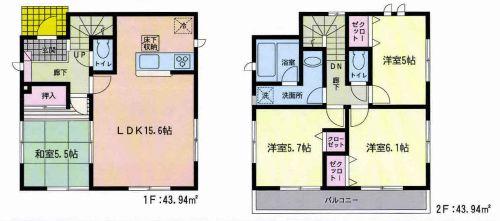 Floor plan. 14.8 million yen, 4LDK, Land area 104.96 sq m , Building area 87.88 sq m 4LDK