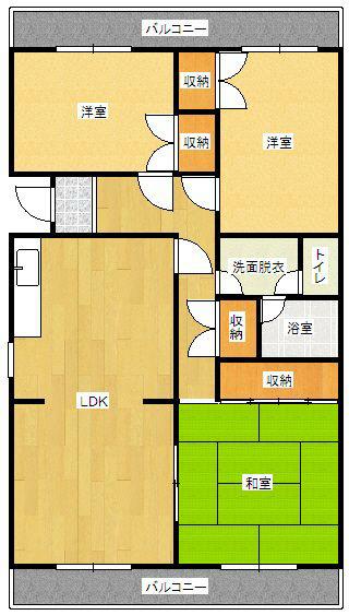 Floor plan. 3LDK, Price 5.8 million yen, Occupied area 74.87 sq m