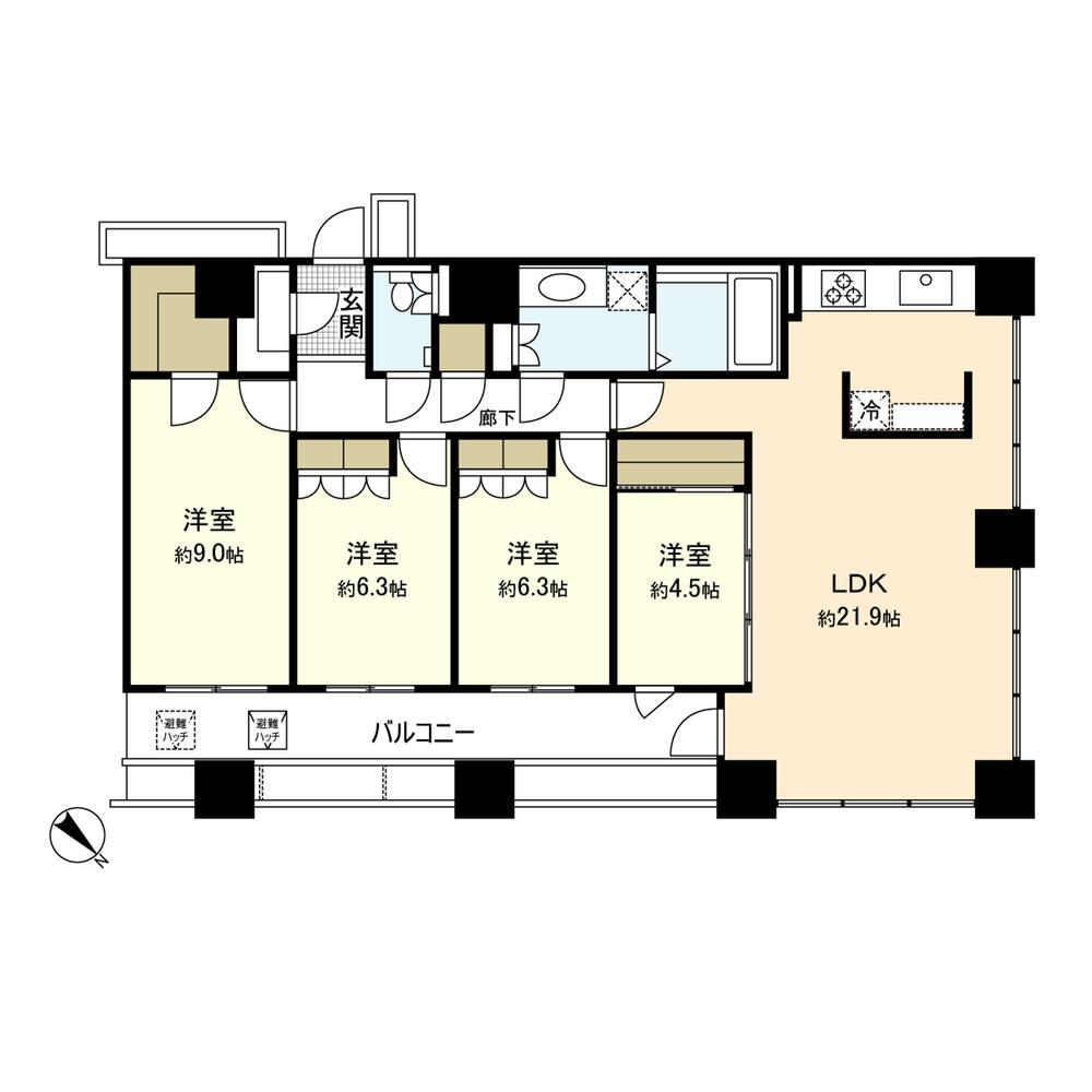 Floor plan. 4LDK, Price 33,800,000 yen, Footprint 113.67 sq m , Balcony area 16.84 sq m