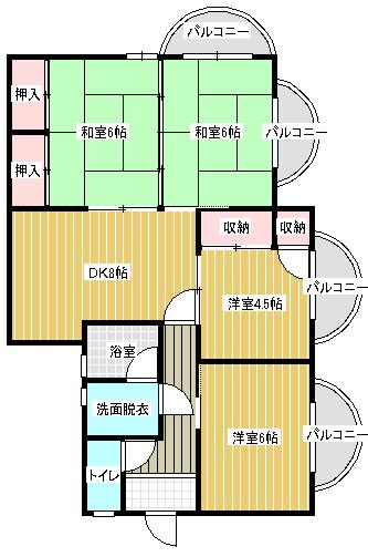 Floor plan. 4DK, Price 7.8 million yen, Occupied area 65.46 sq m , Balcony area 5 sq m
