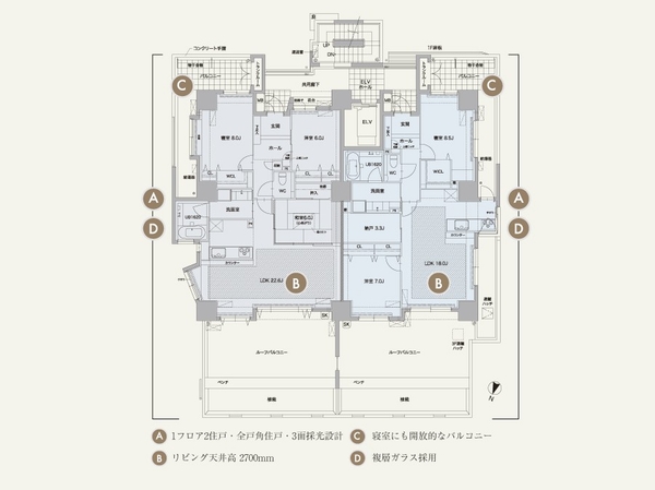 Reasonable privacy and, Rich ventilation ・ 1 floor 2 House designed to ensure the lighting (2-floor plan view)