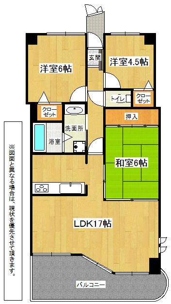 Floor plan. 3LDK, Price 13.8 million yen, Occupied area 67.36 sq m