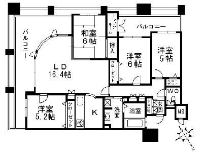 Floor plan. 4LDK, Price 20,700,000 yen, Occupied area 85.19 sq m , Balcony area 25 sq m