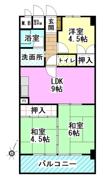 Floor plan. 3LDK, Price 4.7 million yen, Occupied area 51.96 sq m