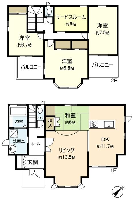 Floor plan. 36,800,000 yen, 4LDK + S (storeroom), Land area 173.92 sq m , Building area 75.48 sq m