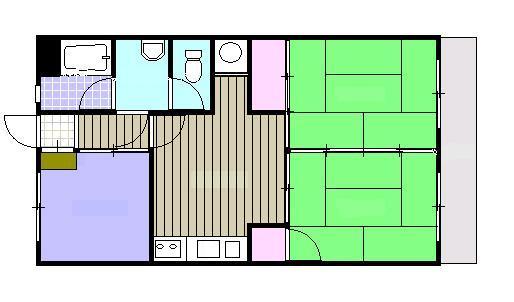 Floor plan. 3DK, Price 4.5 million yen, Occupied area 53.76 sq m , Balcony area 8 sq m