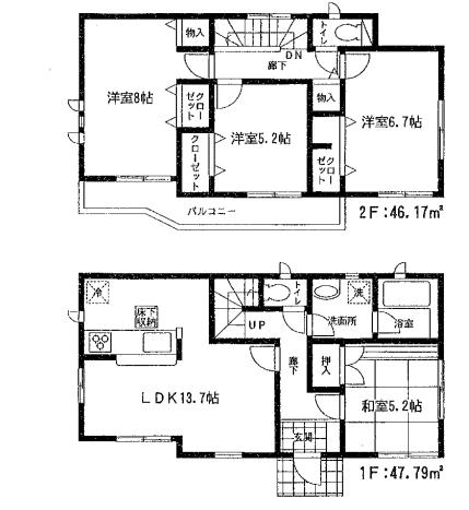 Floor plan. 26,800,000 yen, 4LDK, Land area 144.91 sq m , Building area 93.96 sq m