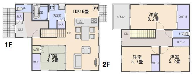 Floor plan. 34,500,000 yen, 4LDK + S (storeroom), Land area 196 sq m , Building area 110.13 sq m