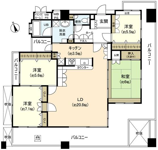 Floor plan. 4LDK, Price 29,800,000 yen, Footprint 103.91 sq m