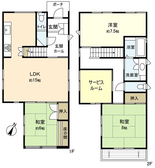 Floor plan. 15.5 million yen, 3LDK + S (storeroom), Land area 131.75 sq m , Building area 109.75 sq m