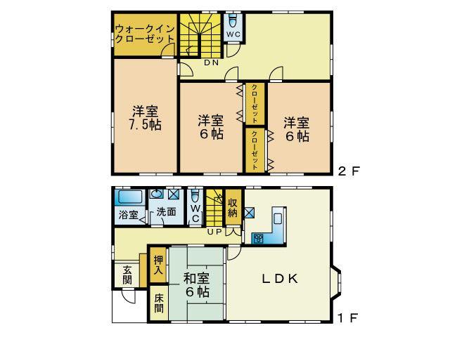 Floor plan. 25,800,000 yen, 4LDK + S (storeroom), Land area 195.69 sq m , Building area 130.83 sq m