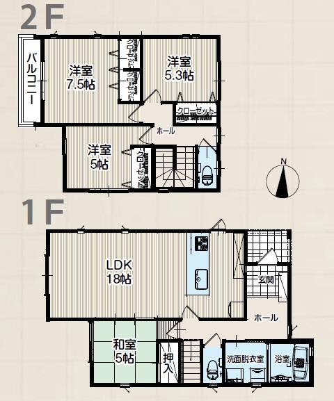 Floor plan. (No. 1 point), Price 28.8 million yen, 4LDK, Land area 126.16 sq m , Building area 101.84 sq m