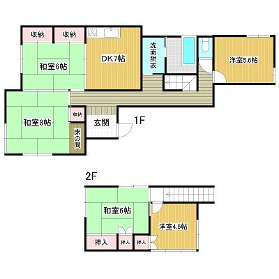 Floor plan. 11.5 million yen, 5DK, Land area 195.18 sq m , Building area 96.81 sq m