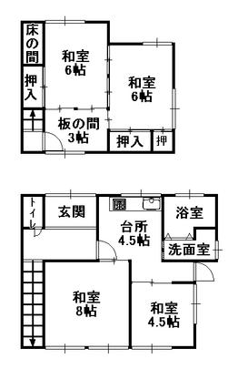 Floor plan. 3.8 million yen, 5DK, Land area 77.52 sq m , Building area 69.74 sq m