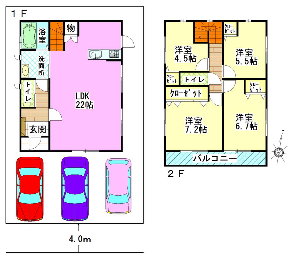 Floor plan. 22,980,000 yen, 4LDK, Land area 130.16 sq m , Building area 102.68 sq m