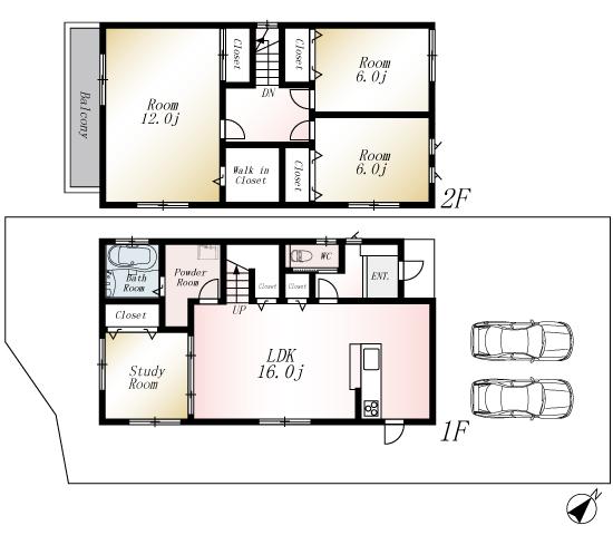 Floor plan. (No. 4 locations), Price 24,300,000 yen, 4LDK, Land area 192.56 sq m , Building area 107.64 sq m