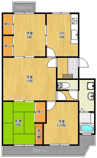 Floor plan. 4DK, Price 6.5 million yen, Footprint 74.7 sq m , Balcony area 8 sq m 2 sided balcony! !