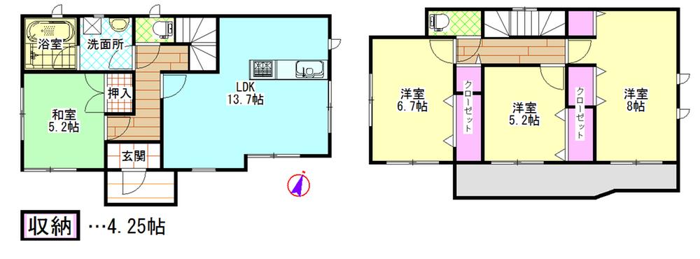Floor plan. 21,800,000 yen, 4LDK, Land area 133.53 sq m , Sunny in the building area 93.96 sq m south direction