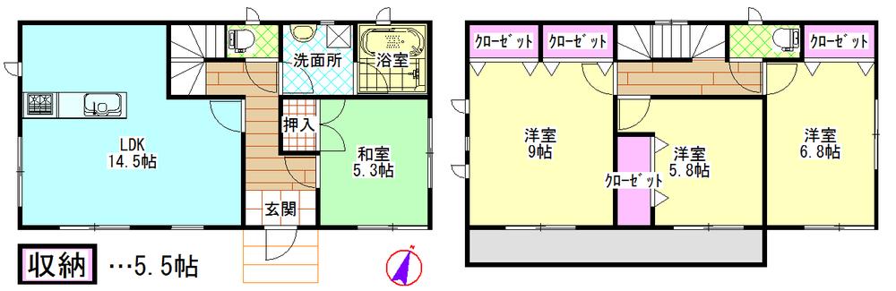 Floor plan. 22,800,000 yen, 4LDK, Land area 133.54 sq m , Building area 98 sq m