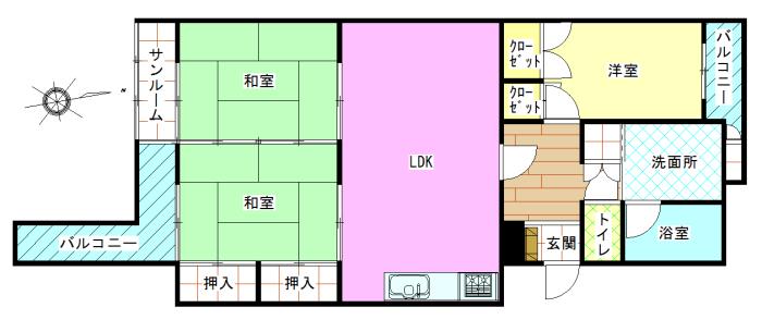 Floor plan. 3LDK + S (storeroom), Price 5.9 million yen, Occupied area 66.44 sq m
