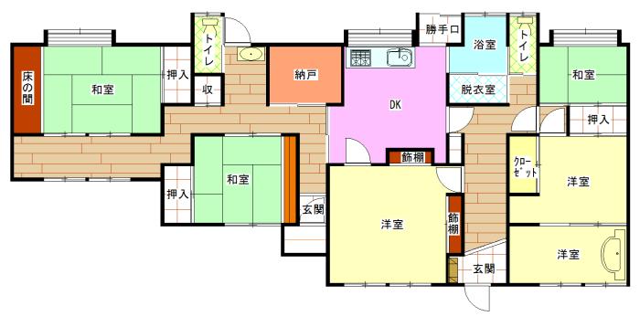 Floor plan. 12.8 million yen, 5DK + 2S (storeroom), Land area 531.56 sq m , Building area 122.98 sq m