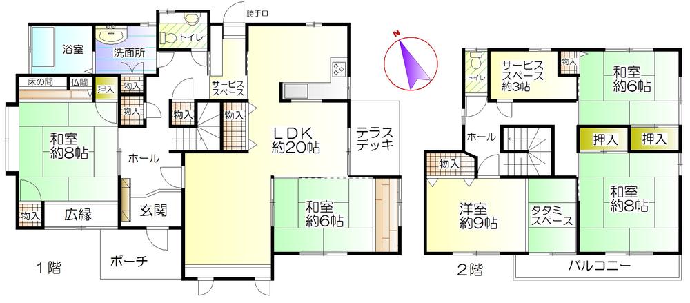 Floor plan. 26.5 million yen, 5LDK + S (storeroom), Land area 284.29 sq m , Building area 157.55 sq m floor plan