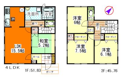 Floor plan. (3 Building), Price 18,800,000 yen, 4LDK, Land area 135.61 sq m , Building area 97.39 sq m