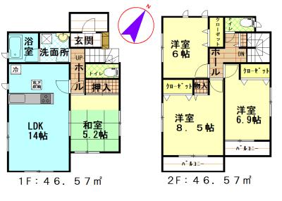 Floor plan. (7 Building), Price 22,800,000 yen, 4LDK, Land area 171.15 sq m , Building area 93.14 sq m