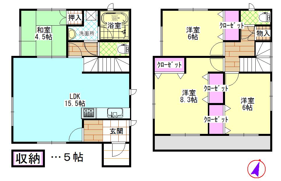 Floor plan. 18,800,000 yen, 4LDK, Land area 137.44 sq m , Building area 94.76 sq m