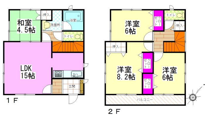 Floor plan. (1 Building), Price 18,800,000 yen, 4LDK, Land area 137.44 sq m , Building area 94.76 sq m