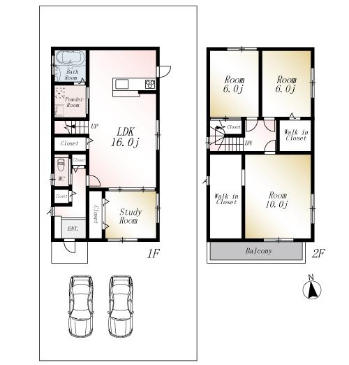 Floor plan. (No. 2 locations), Price 23.8 million yen, 4LDK, Land area 164.26 sq m , Building area 109.3 sq m