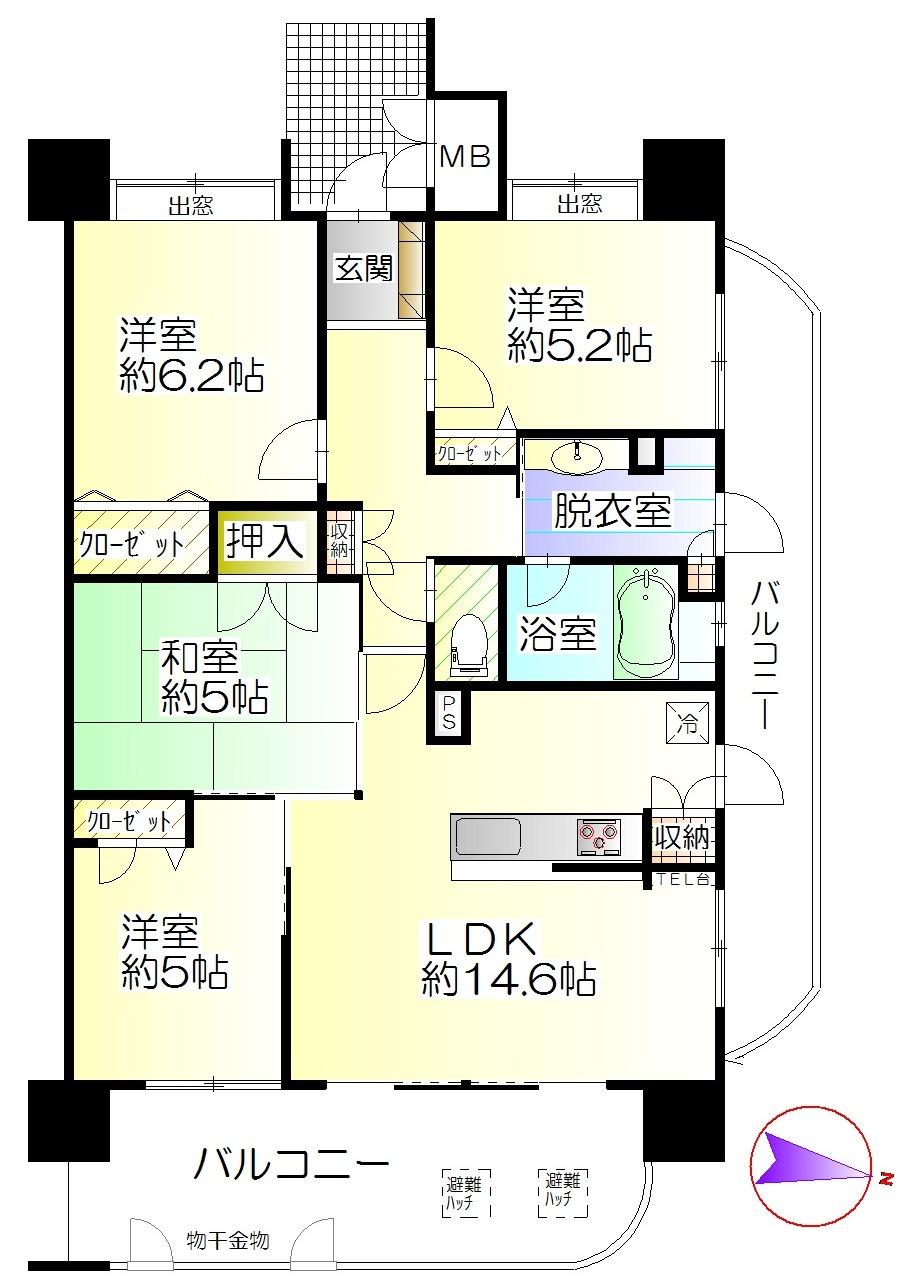 Floor plan. 4LDK, Price 17.8 million yen, Occupied area 80.85 sq m , Balcony area 22.65 sq m