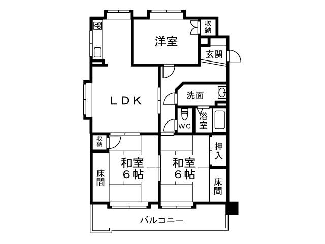 Floor plan. 3LDK, Price 2.8 million yen, Occupied area 66.92 sq m , Balcony area 7 sq m