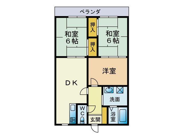 Floor plan. 3DK, Price 3.8 million yen, Occupied area 55.18 sq m , Balcony area 6 sq m
