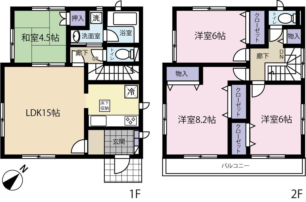 Floor plan. 18,800,000 yen, 4LDK, Land area 137.44 sq m , Building area 94.76 sq m 4LDK ・ Stand-alone kitchen