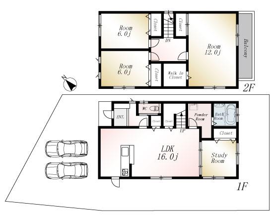 Floor plan. (No. 1 point), Price 25,980,000 yen, 4LDK, Land area 174.27 sq m , Building area 107.64 sq m