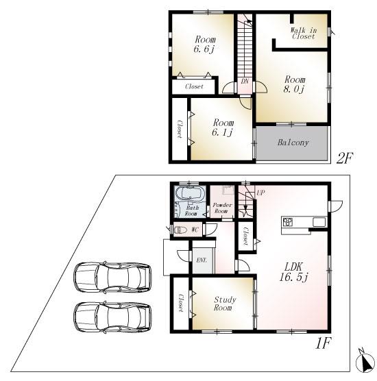 Floor plan. (No. 2 locations), Price 24,980,000 yen, 4LDK, Land area 149.24 sq m , Building area 104.33 sq m