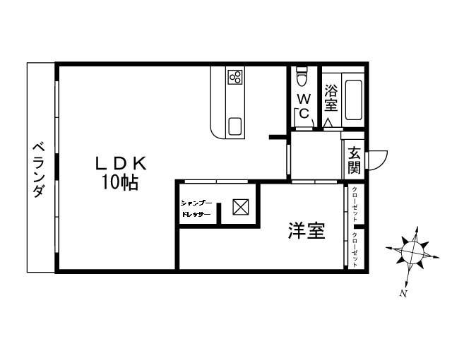 Floor plan. 1LDK, Price 3.98 million yen, Occupied area 42.13 sq m , Balcony area 4.32 sq m