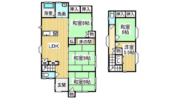 Floor plan. 11.8 million yen, 5LDK, Land area 156.85 sq m , Building area 127.96 sq m