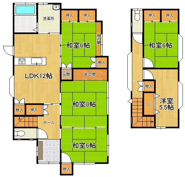 Floor plan. 11.8 million yen, 5LDK, Land area 156.85 sq m , Building area 127.96 sq m