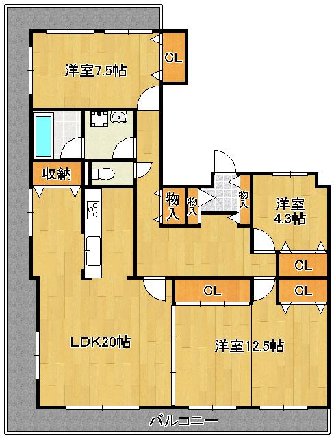 Floor plan. 3LDK, Price 20 million yen, The area occupied 113.2 sq m