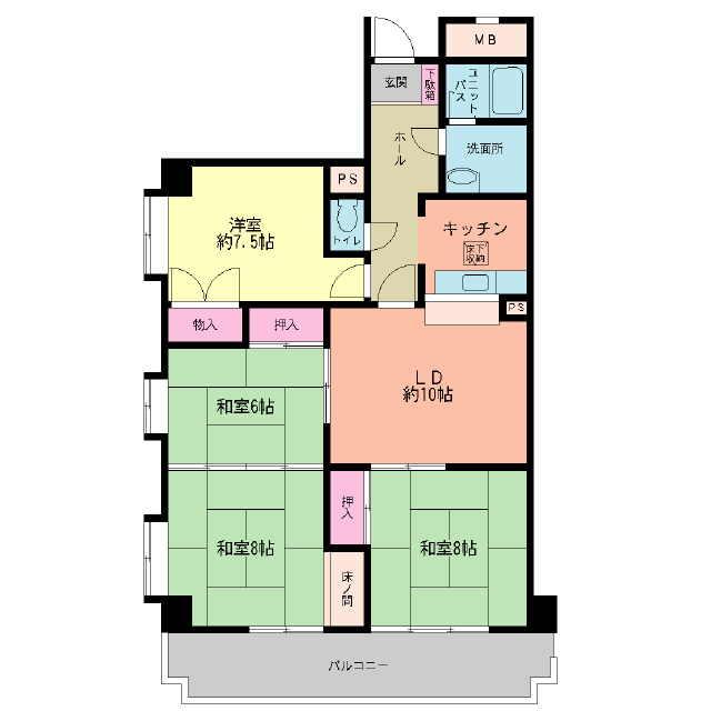 Floor plan. 4LDK, Price 5.3 million yen, Occupied area 83.93 sq m , Balcony area 12.25 sq m