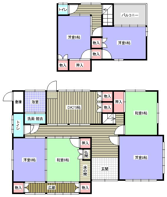 Floor plan. 12.9 million yen, 6DK, Land area 277.74 sq m , Building area 138.43 sq m