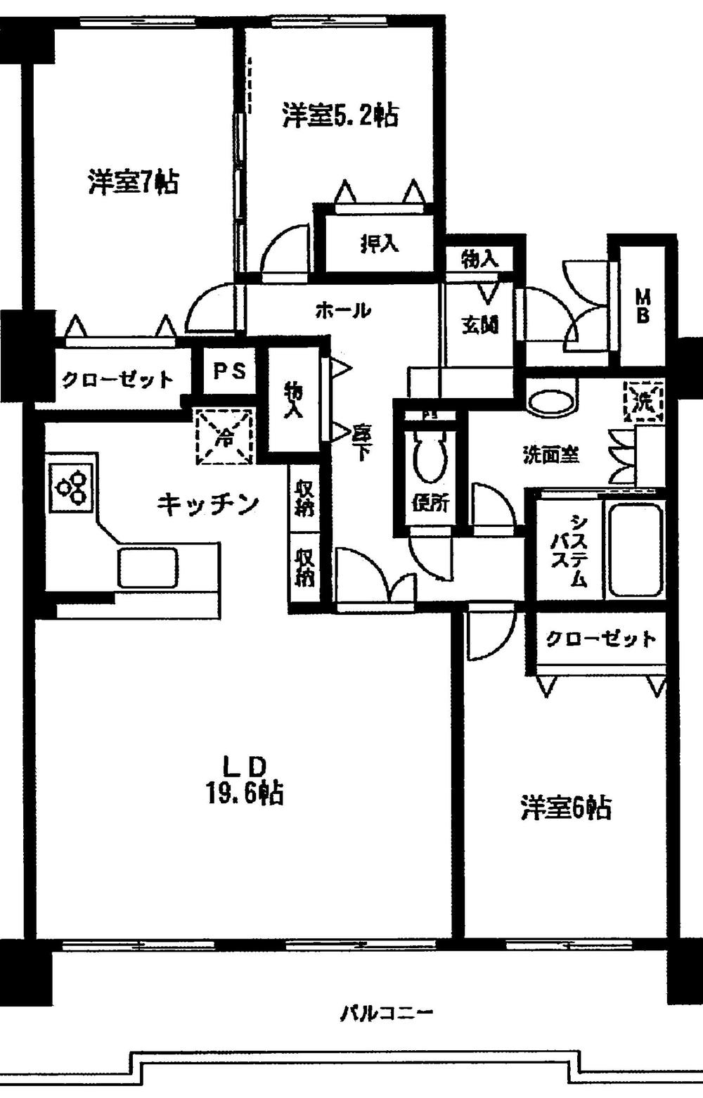 Floor plan. 3LDK, Price 21,800,000 yen, Occupied area 92.15 sq m , Balcony area 16.5 sq m
